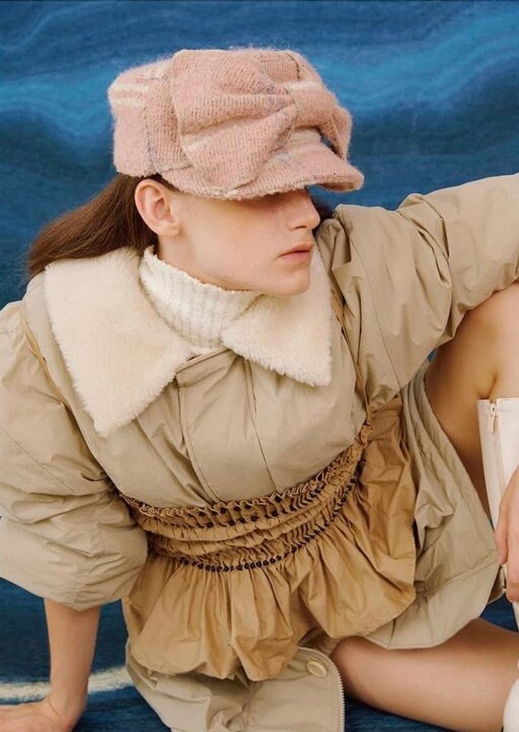 어썸니즈 벨보이 리본캡 체크핑크 울모자분홍아가일비니트터번셔링헤어밴드볼캠프 상품이미지2