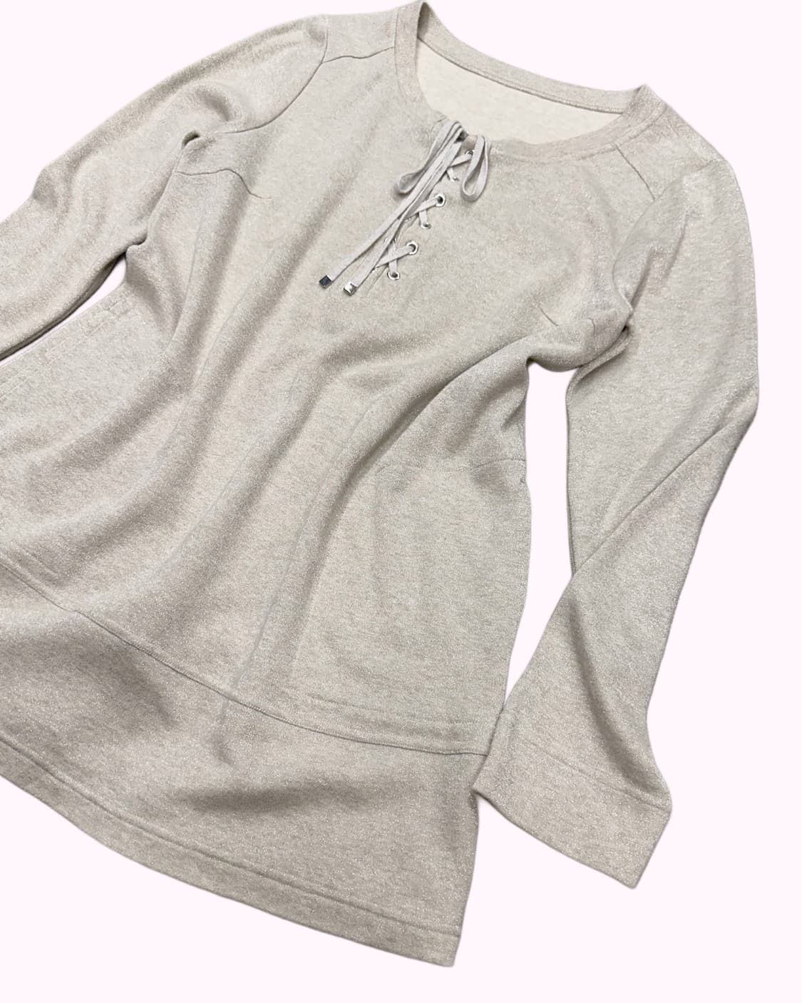 glitter oatmeal lace-up t-shirt 상품이미지2