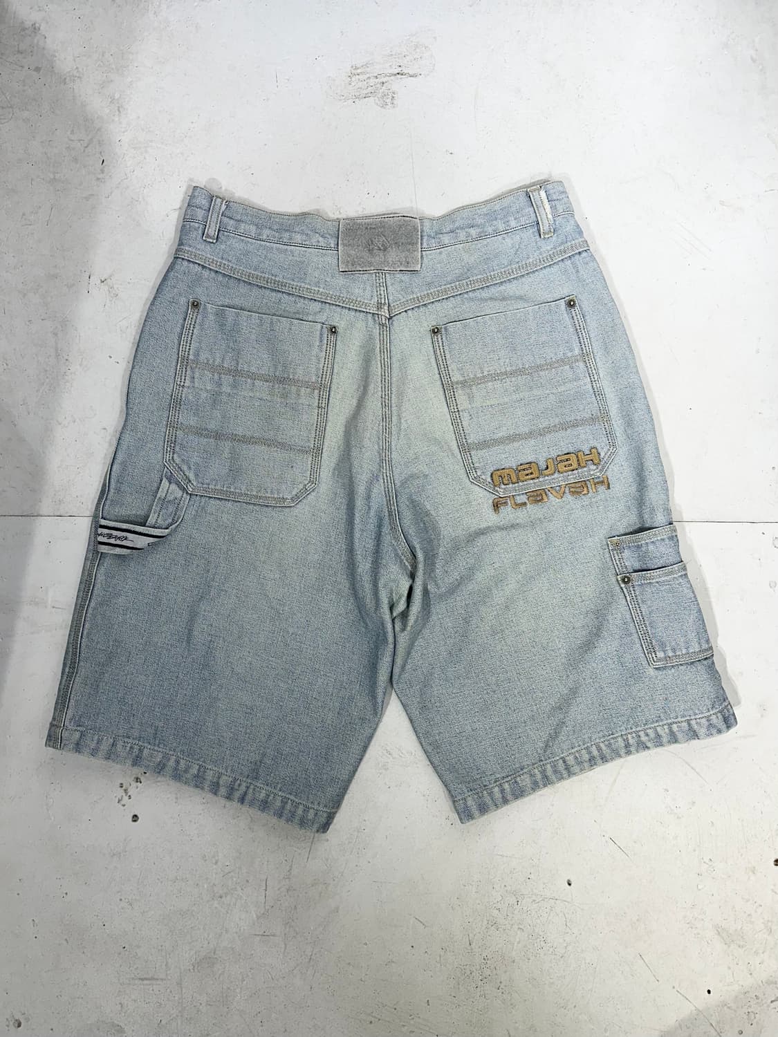 마자 플라바 연청 힙합 새깅 버뮤다 데님 팬츠 청 반바지 M 상품이미지5