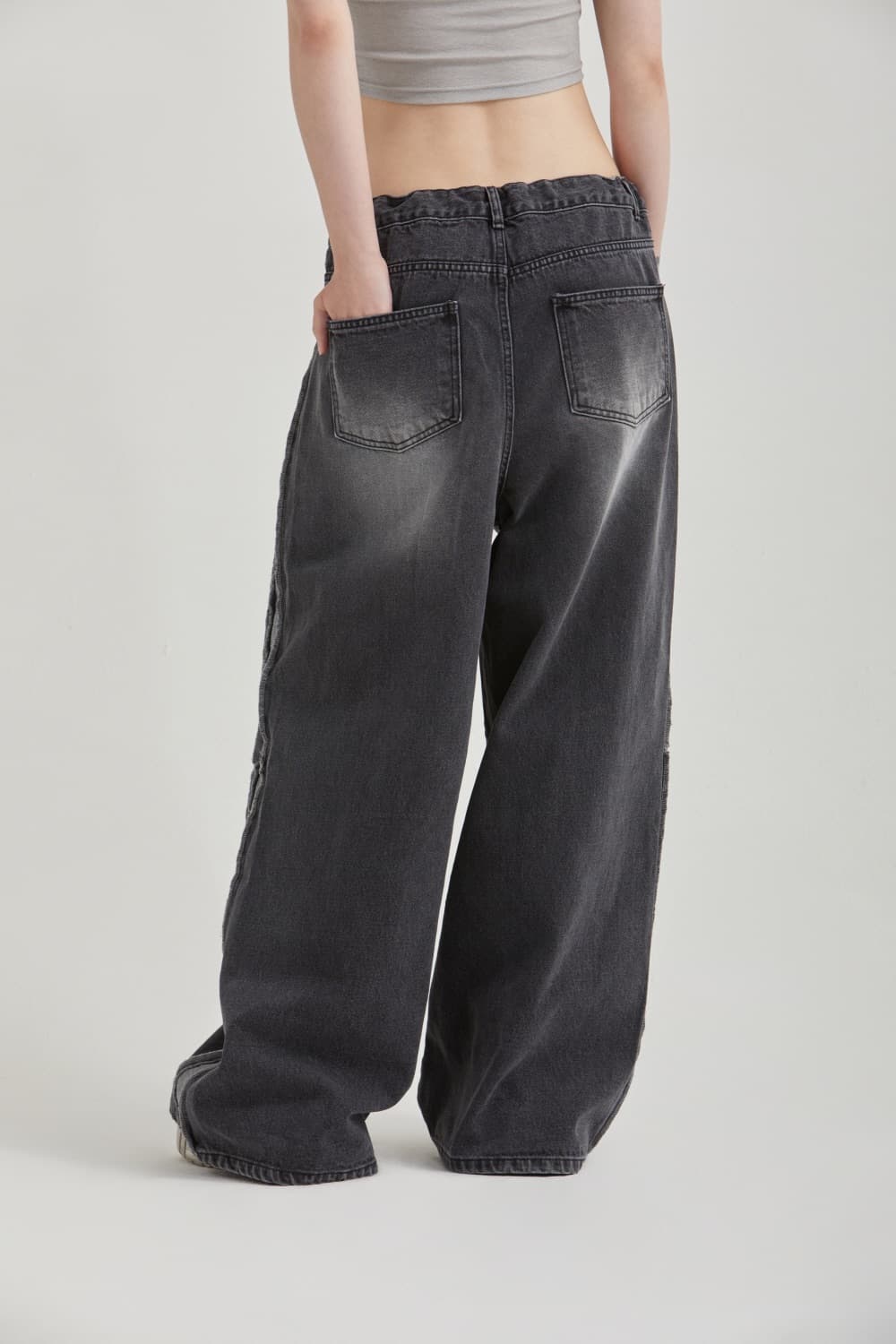 게이트리스 스페이스 와이드 흑청 데님 (남여공용) 상품이미지3