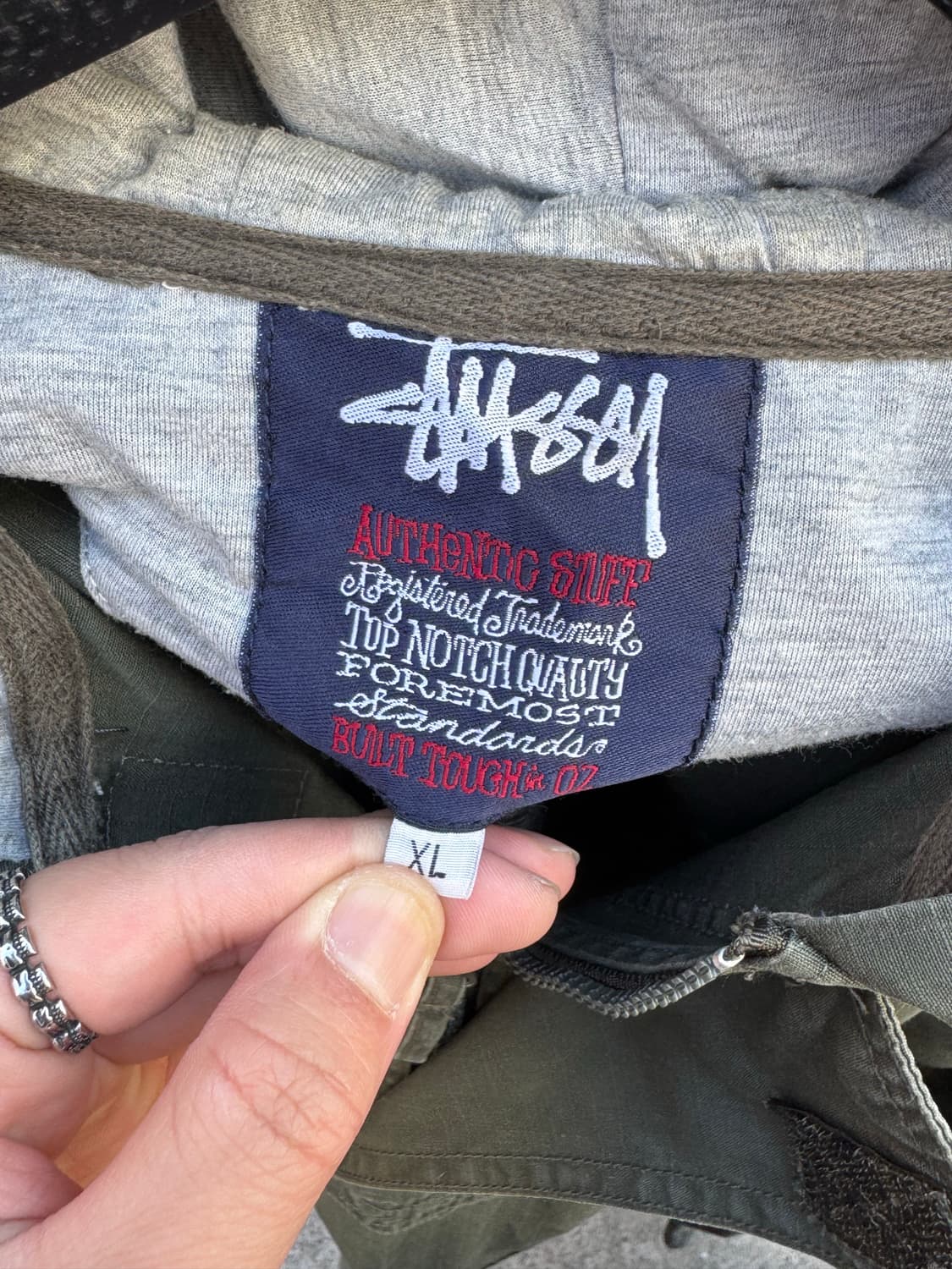 90s 스투시 카키 후드 풀오버  상품이미지3