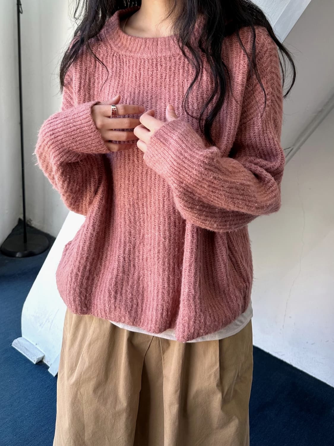 Brushed fabric rib wide knit P/O 상품이미지1