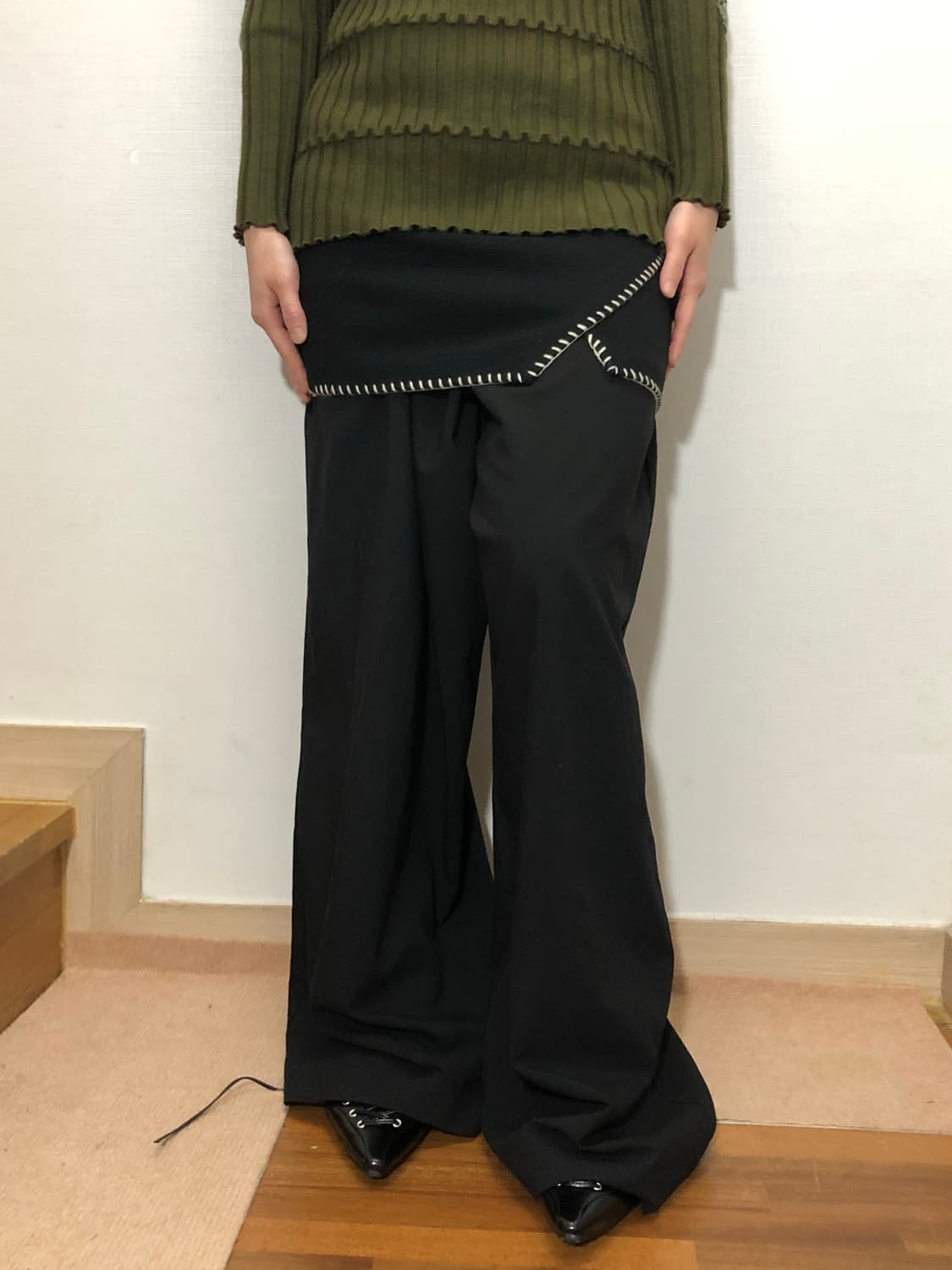 빈티지 블랙 스티치 스커트 상품이미지3