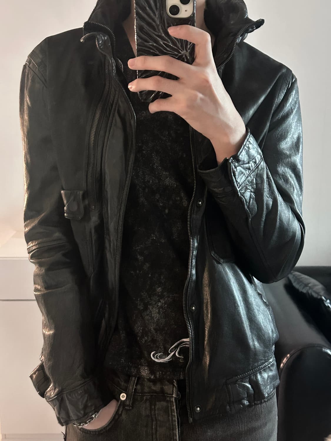 솔리드 옴므 히든 후디 램스킨 자켓 상품이미지3