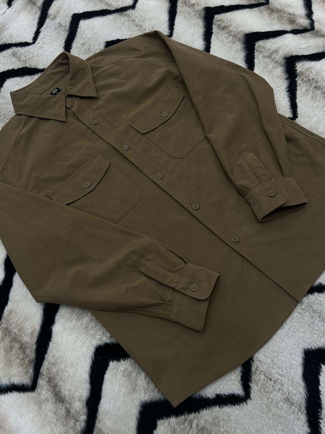 [XL]유니클로 투포켓 오버핏 셔츠/카멜 상품이미지2