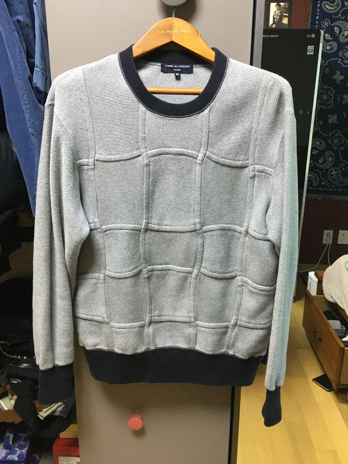 꼼데가르송 옴므 패치워크 코튼 크루넥 스웻 상품이미지1