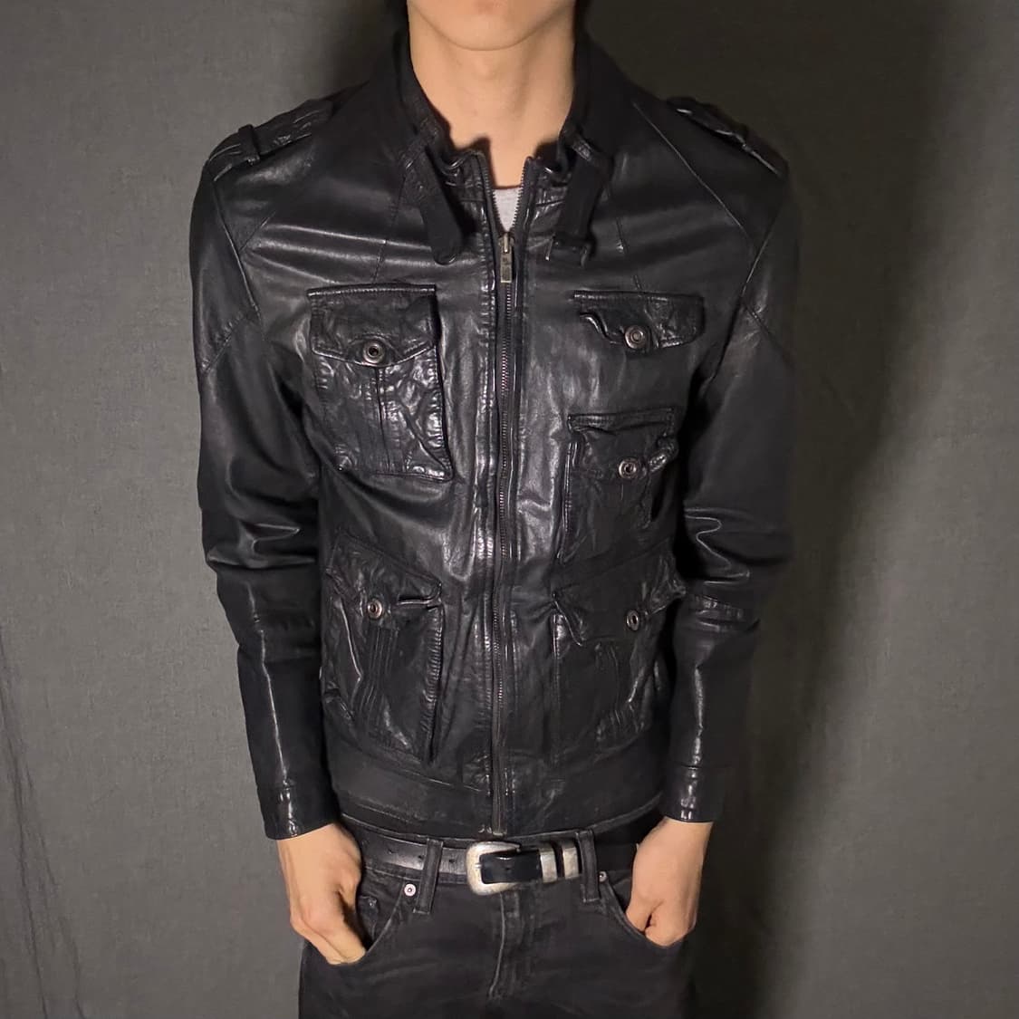 Calfs skin pocket leather jacket 상품이미지6