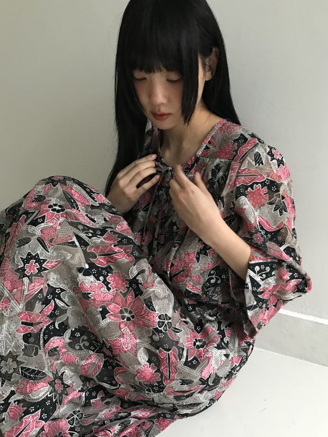 Oriental Shirring U Neck Dress 상품이미지6