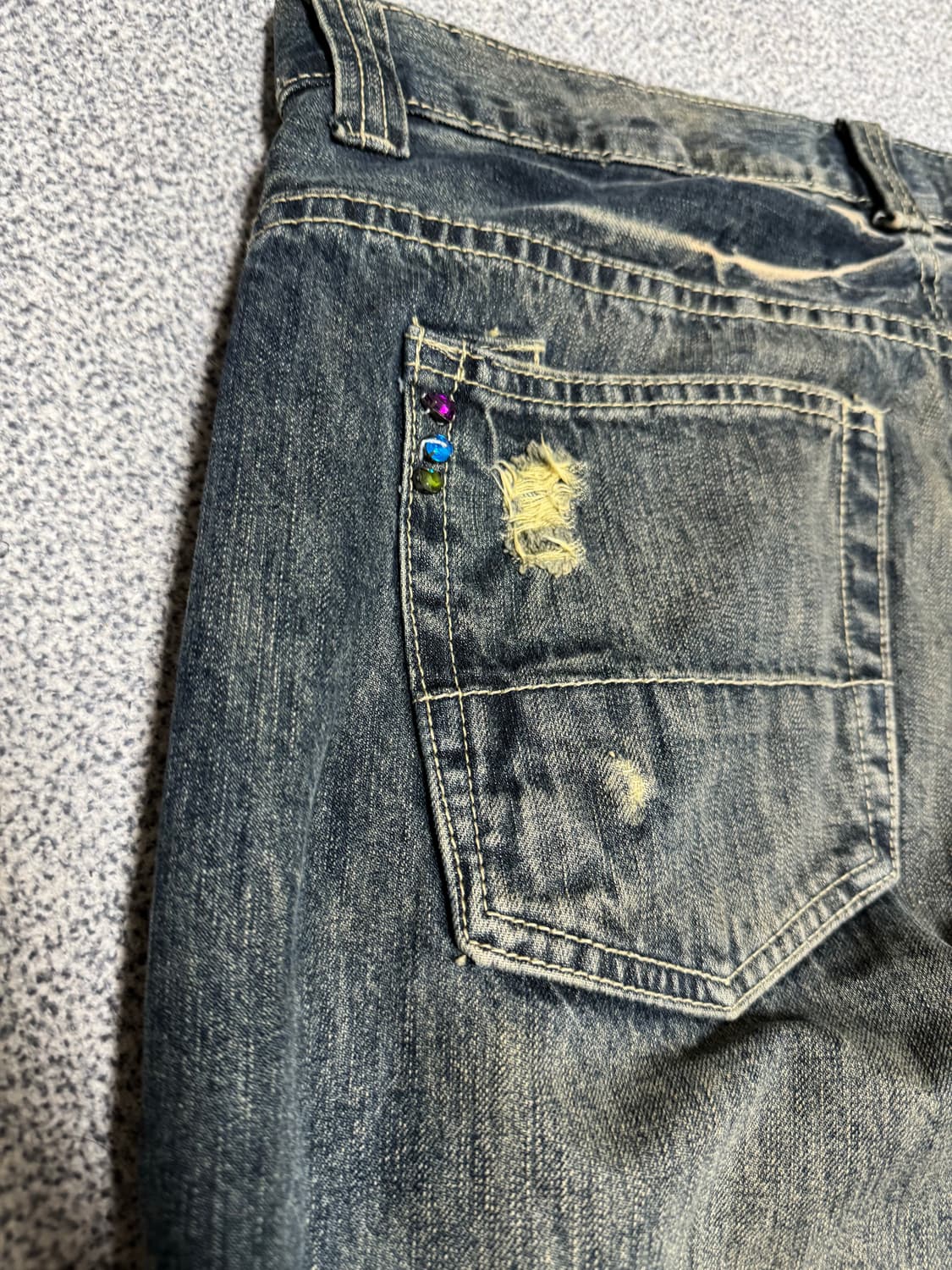 •Vintage 데미지 데님 팬츠 (크랙 워싱 디테일) 상품이미지4