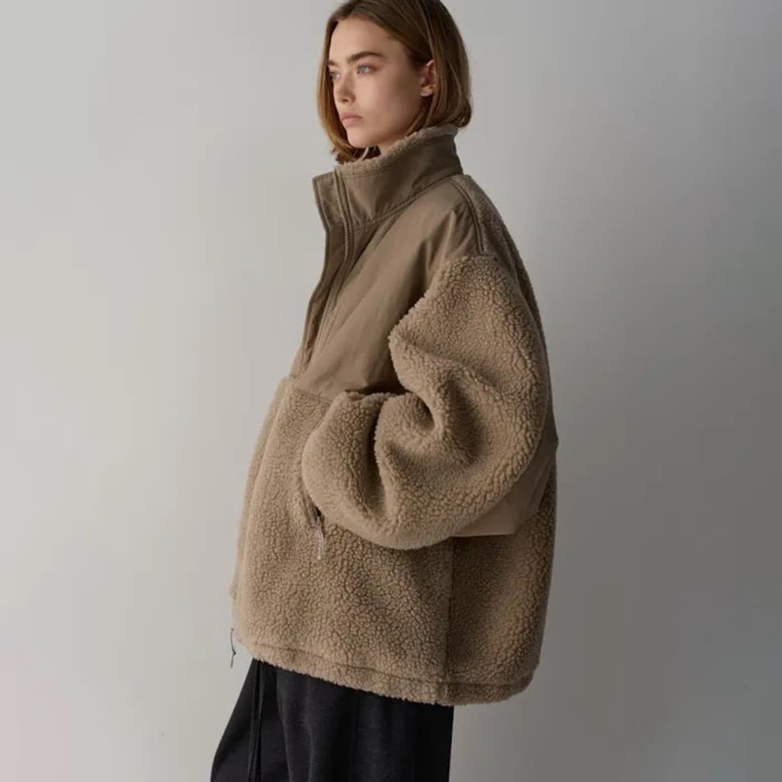 (택O) 파사드패턴 플리스 집업 점퍼 (모카) (s) 상품이미지1