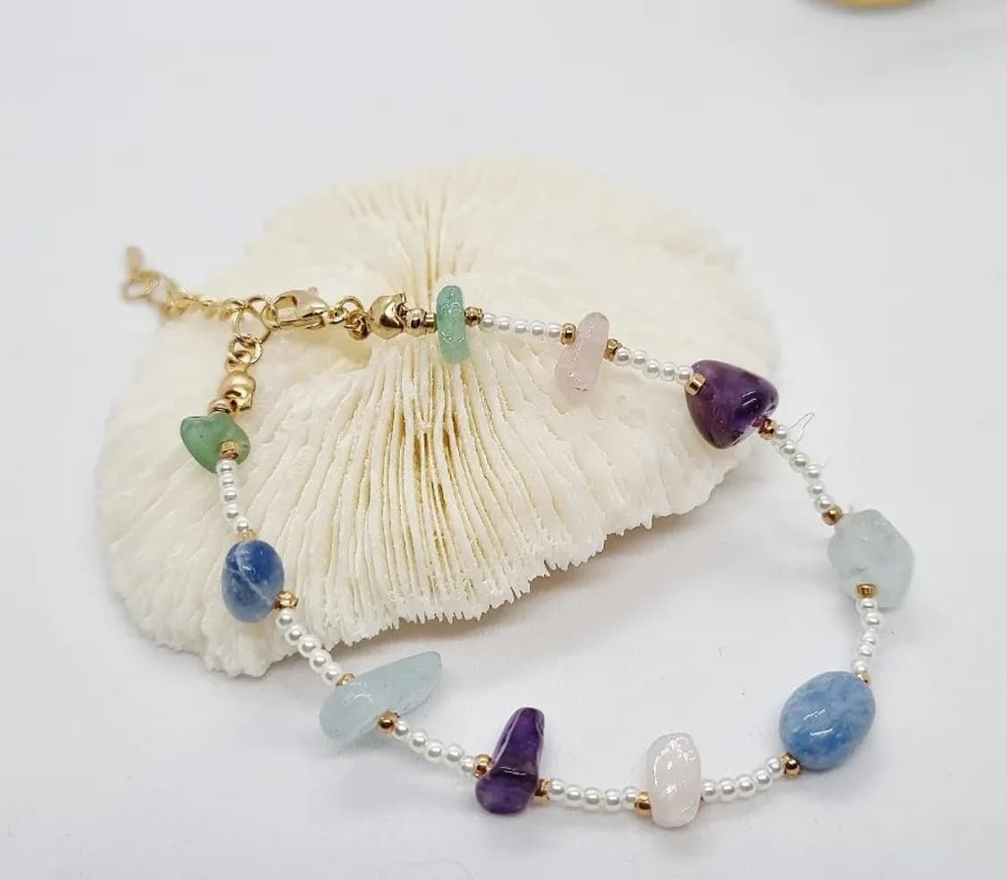 새제품. 핸드메이드 ) 천연석믹스 faux pearls Bracelet 상품이미지7