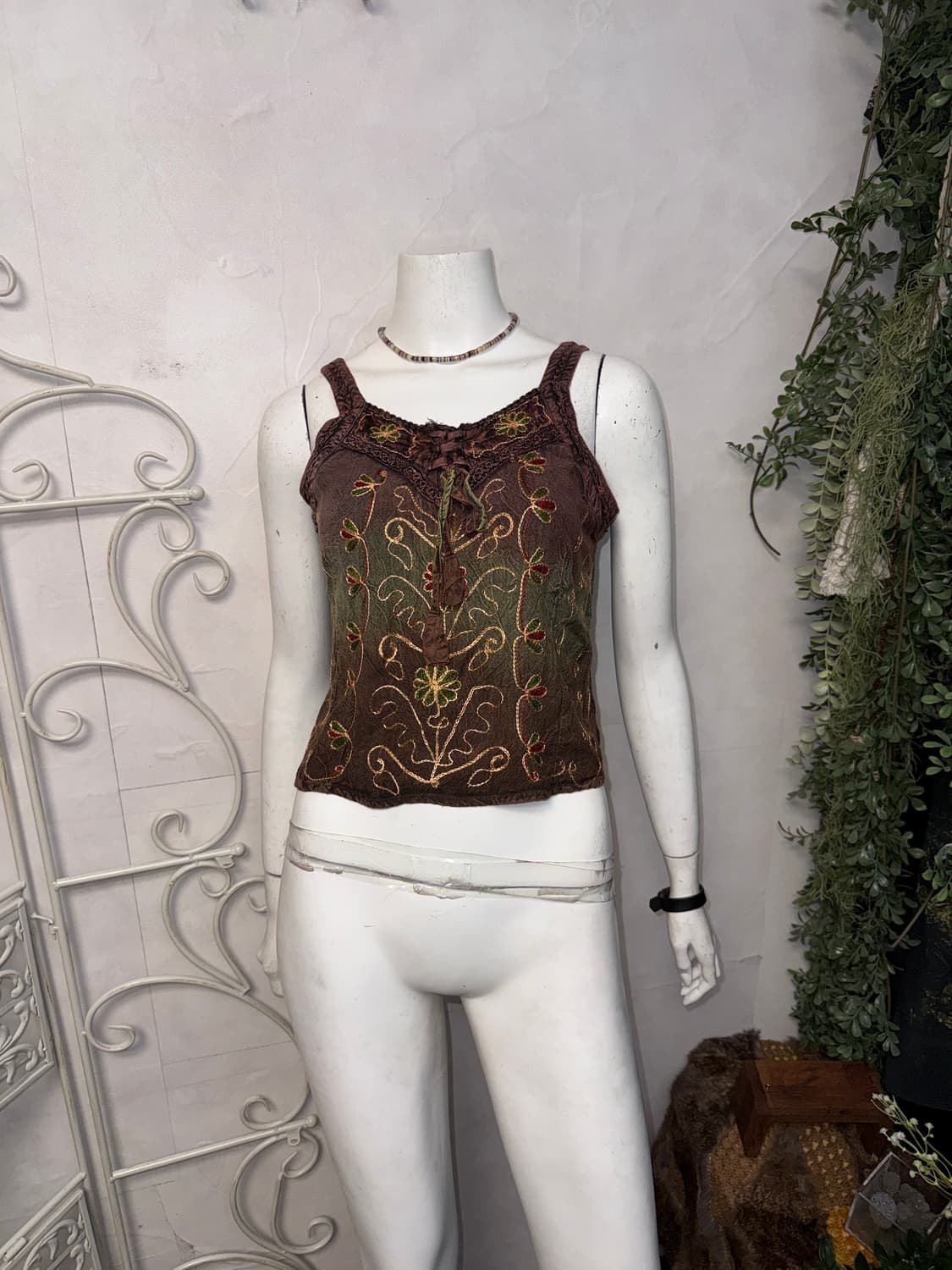 Khaki brown ethnic hippie sleeveless  상품이미지2