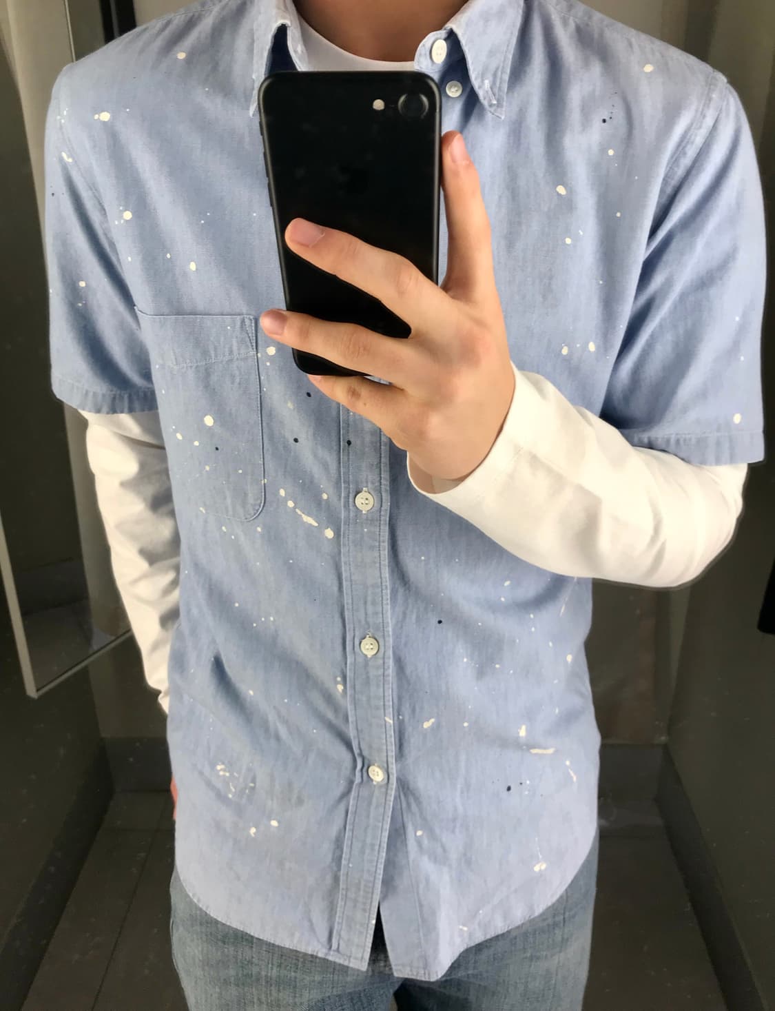 꼼데가르송 옴므 페인트 반팔 셔츠 s 상품이미지1