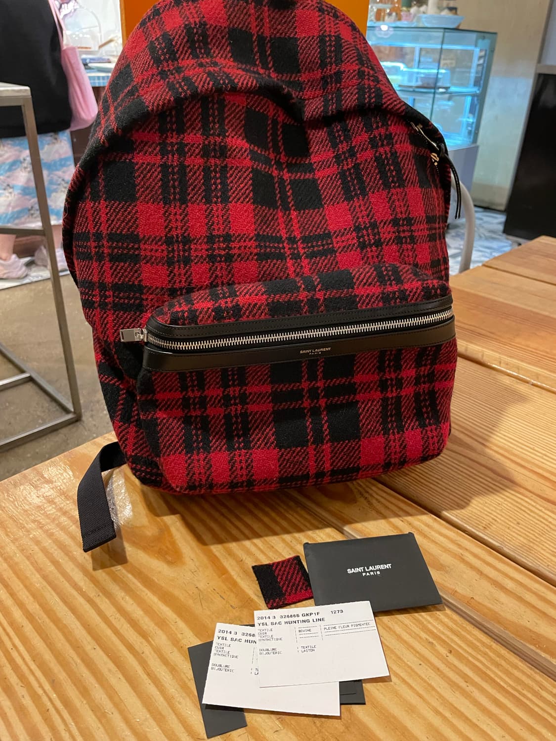 생로랑 타탄 체크 백팩 정품 상품이미지2