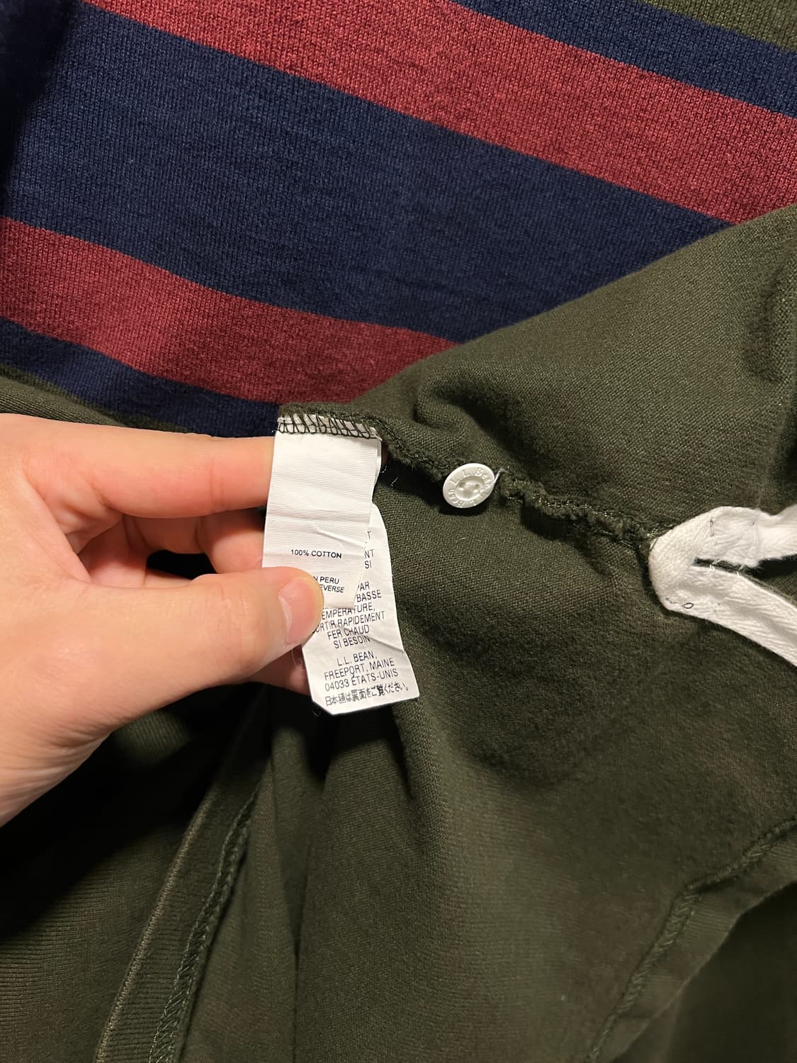 [L]L.L.Bean 엘엘빈 컬러 스트라이프 카키 럭비 티셔츠 상품이미지4