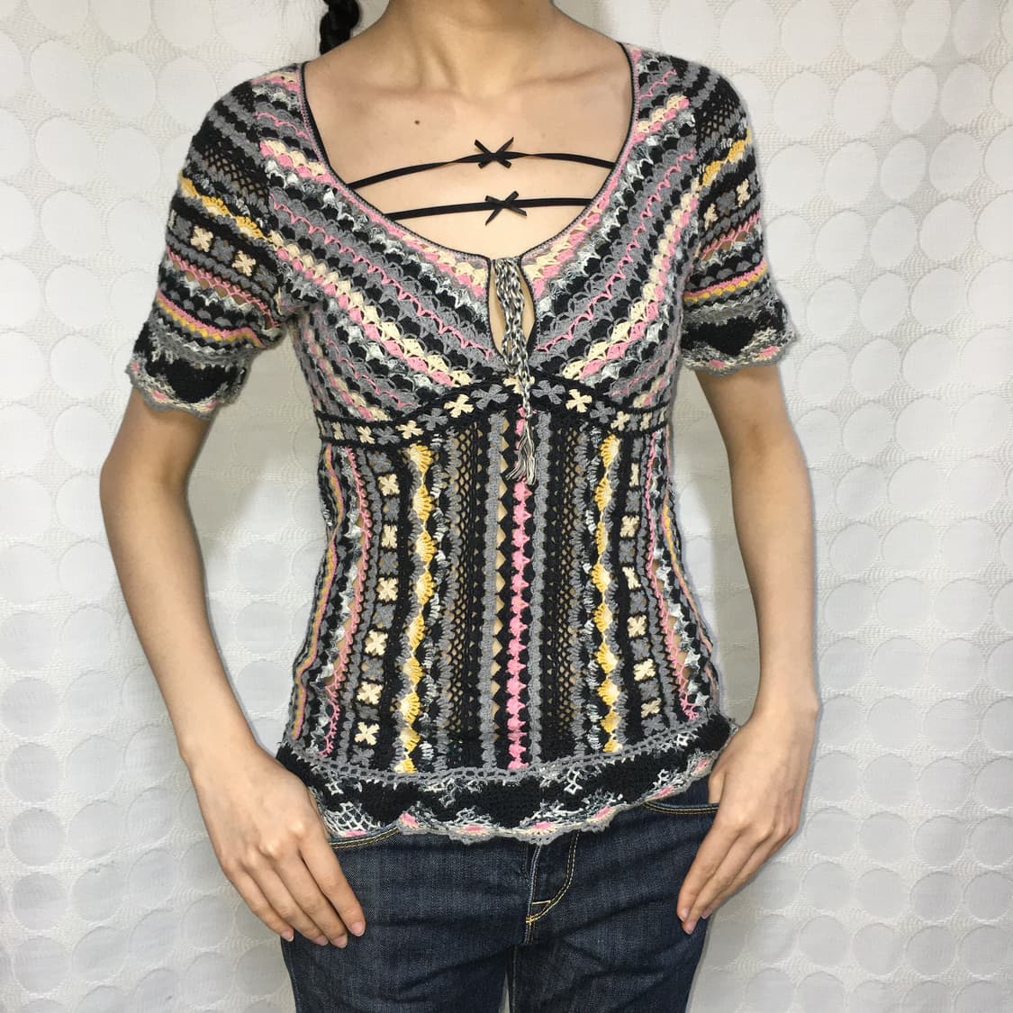 히스테릭 글래머 니트 반팔 티셔츠 상품이미지1