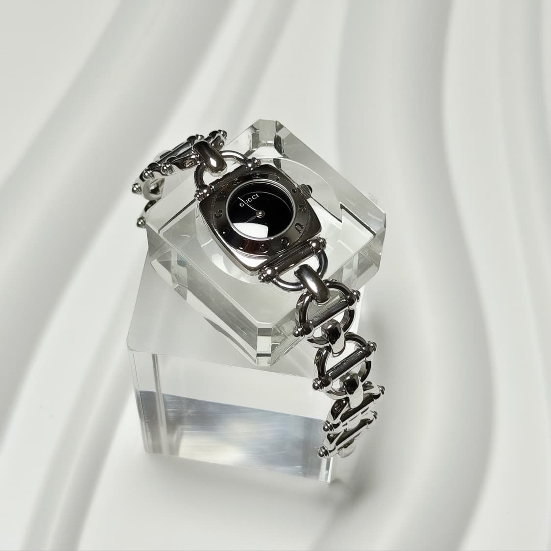 80's90's 빈티지 구찌 홀스빗 브레이슬릿 블랙다이얼 워치 상품이미지2