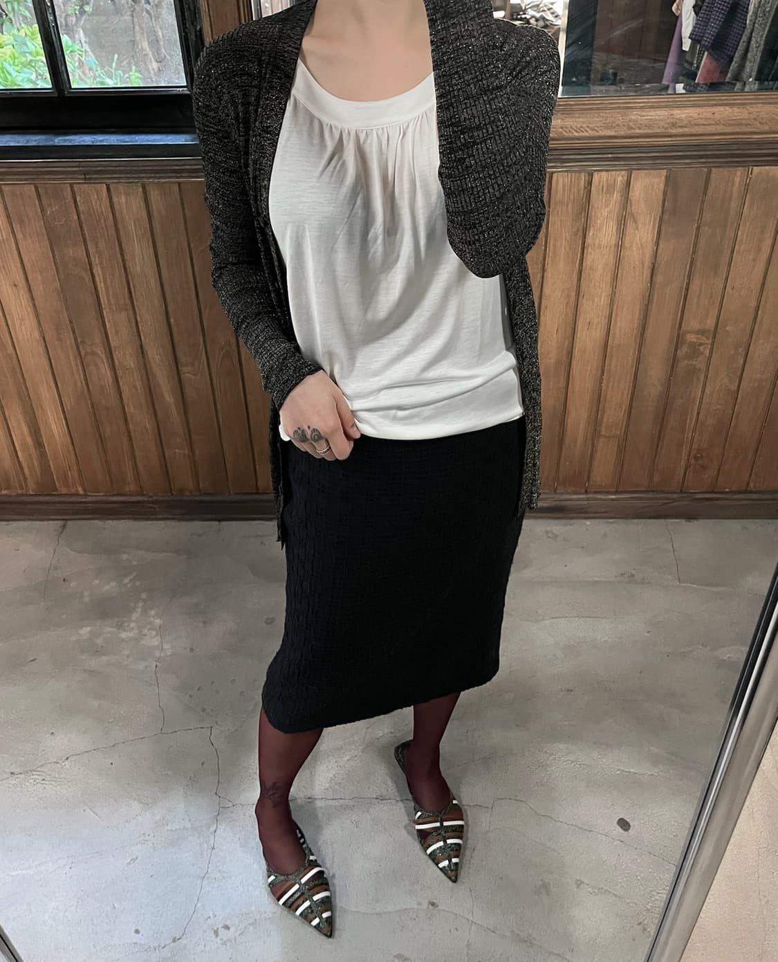 SALVATORE FERRAGAMO black tweed midi ski 상품이미지4