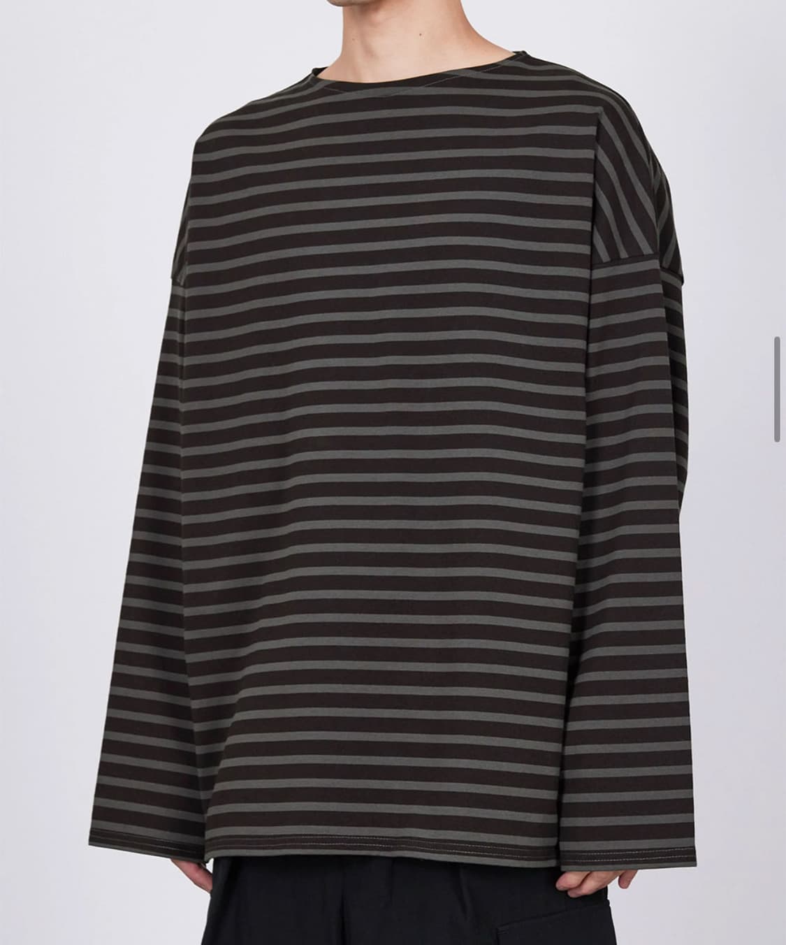마카(marka) 스트라이프 롱슬리브 브라운 차콜 상품이미지2