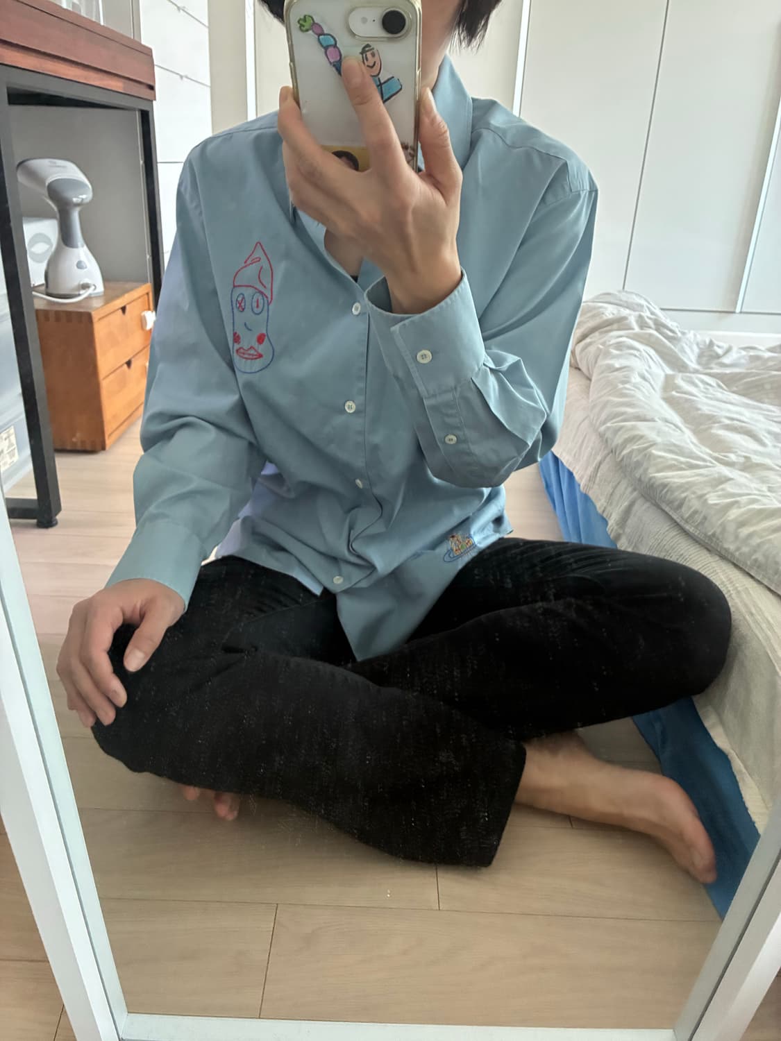 (민트급) Vivienne Westwood 블루 자수 셔츠 46사이즈 상품이미지8