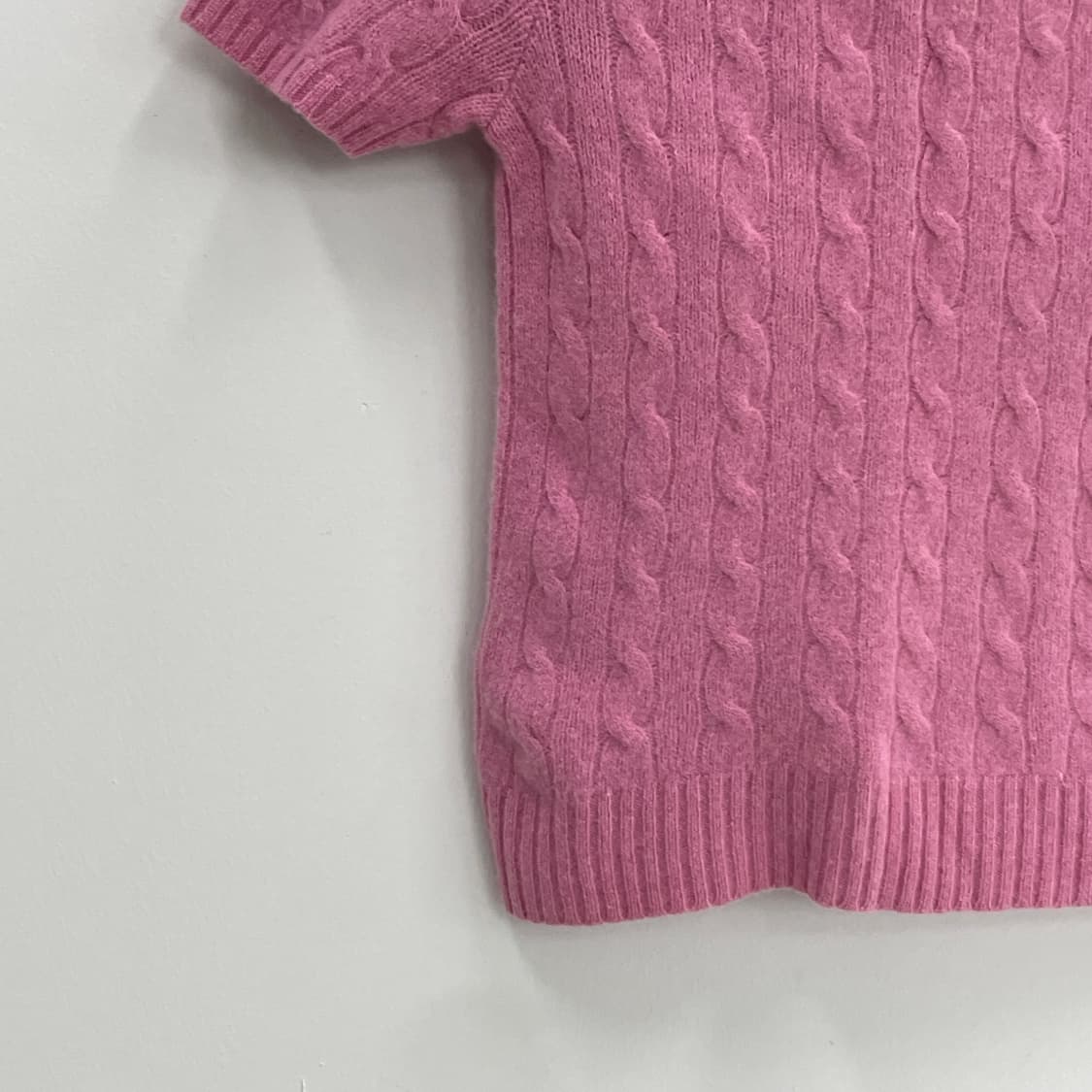 폴로 랄프로렌 캐시미어 블랜드 케이블 꽈베기 핑크 반팔 니트 상품이미지6