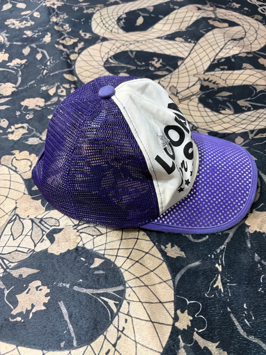 Y2K Glitter Mesh Crimson Cap 상품이미지4