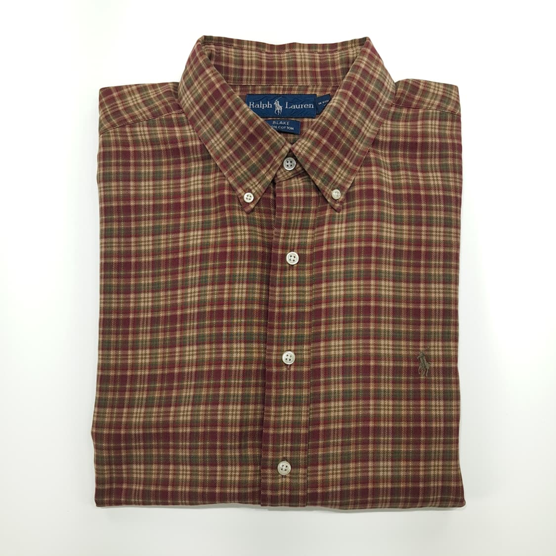 CN903 2XL 폴로 랄프로렌 버건디그린 타탄체크 플란넬 셔츠 남방 상품이미지8