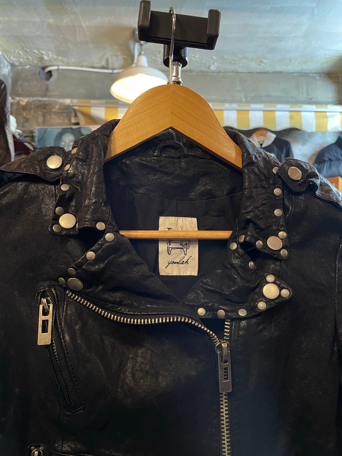 YOULAH 램스킨 바이커 자켓 블랙 상품이미지2