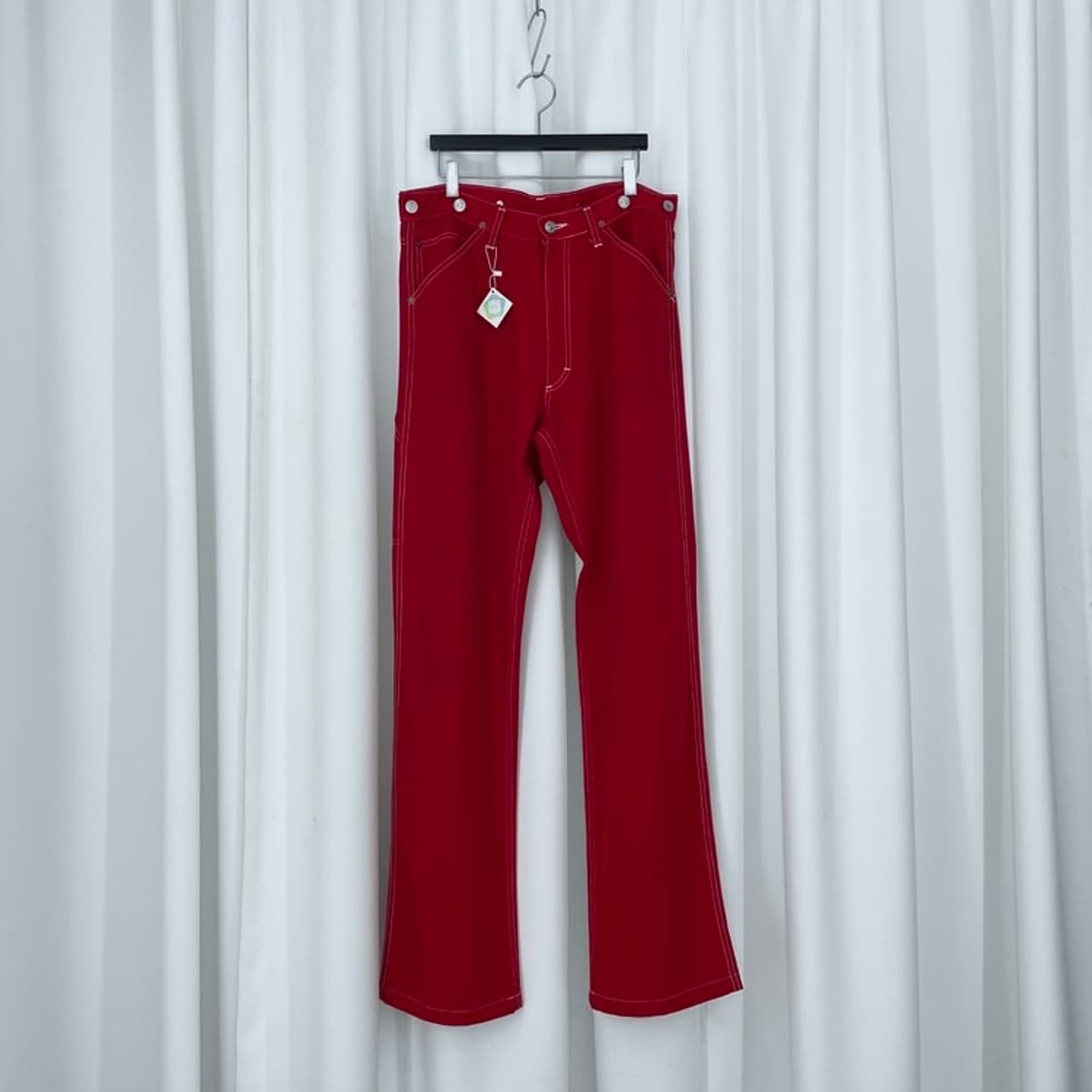 Y’S 화이트 스티치 레드 워크 팬츠 상품이미지1