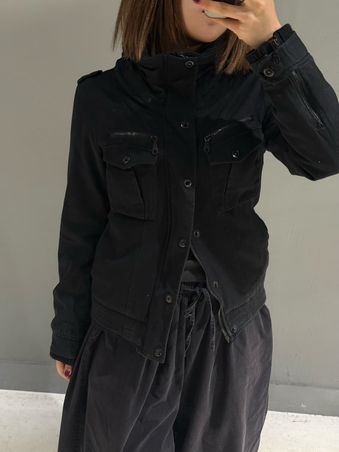 high-neck snap button 2-way zipper jk 상품이미지3