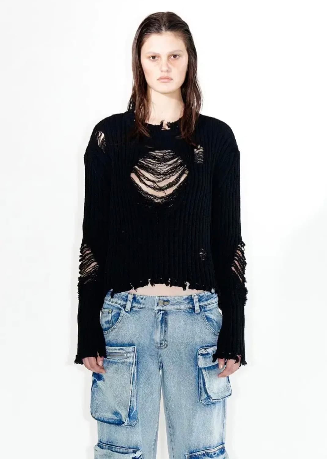 Openyy 하트 데미지 풀오버 니트 상품이미지2