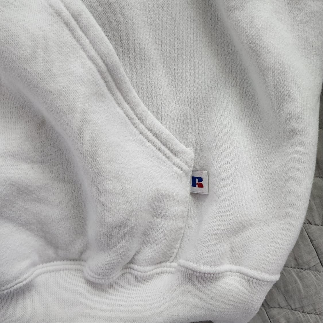 [XL] 90s 빈티지 러셀 에슬레틱 투톤 화이트&네이비 후드 후디 상품이미지4