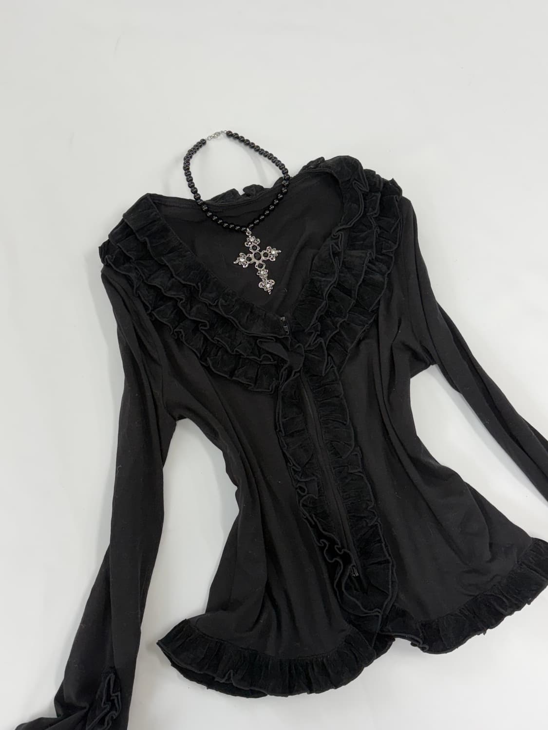 로맨틱고스 무채색 호피 프릴 다크페어리 3피스 세트🖤🧚 상품이미지3