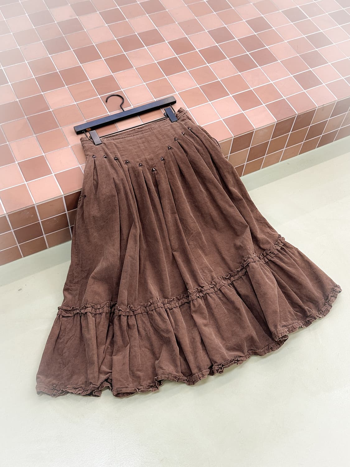 brown corduroy studded skirt 상품이미지3
