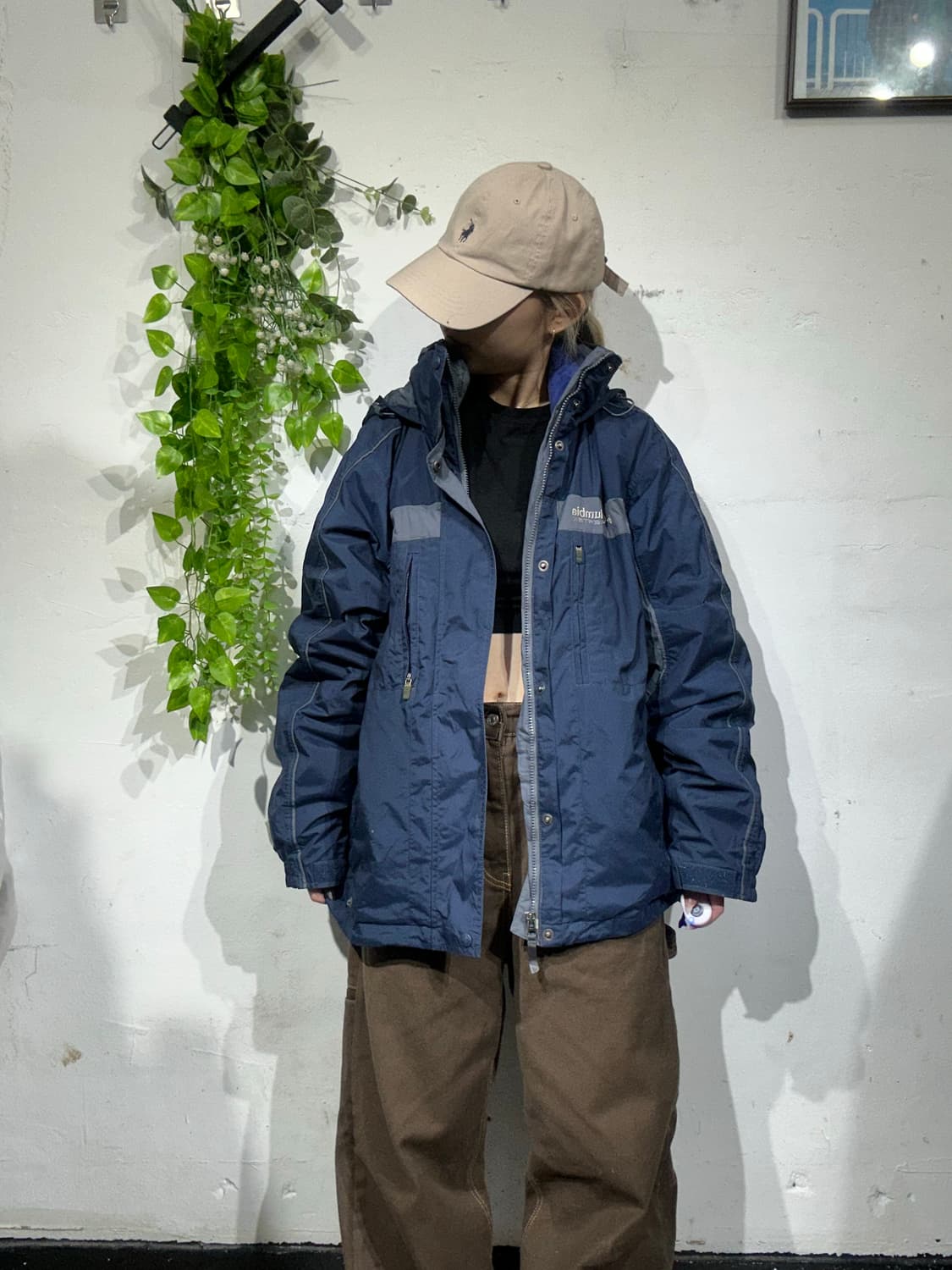 콜롬비아 네이비 내피 후리스 아웃도어 바람막이 고프코어 트랙 자켓 M 상품이미지2