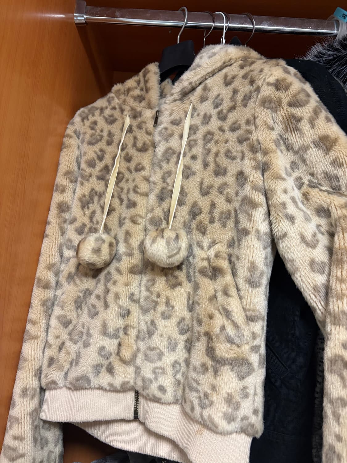 레오파드 호피 퍼 후드집업 상품이미지1