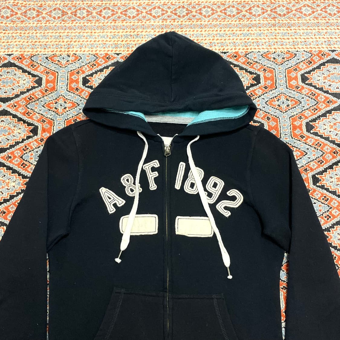 아베크롬비 스펠로고 네이비 기모 후드집업 여성M 상품이미지2