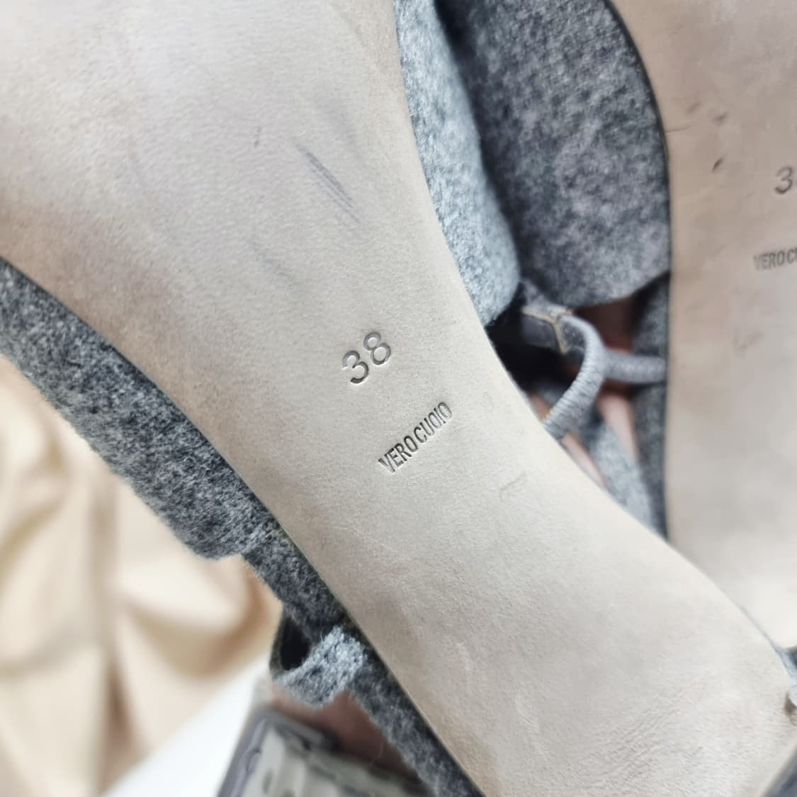 알렉산더왕 하이힐 오픈토힐 샌들 펠트 레더 가죽 (250mm/표기38) 상품이미지5