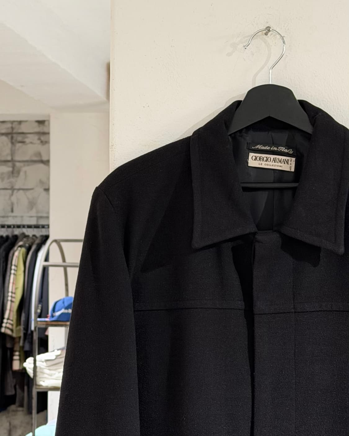 조르지오 아르마니 블랙 울 블랜드 롱 코트 상품이미지2