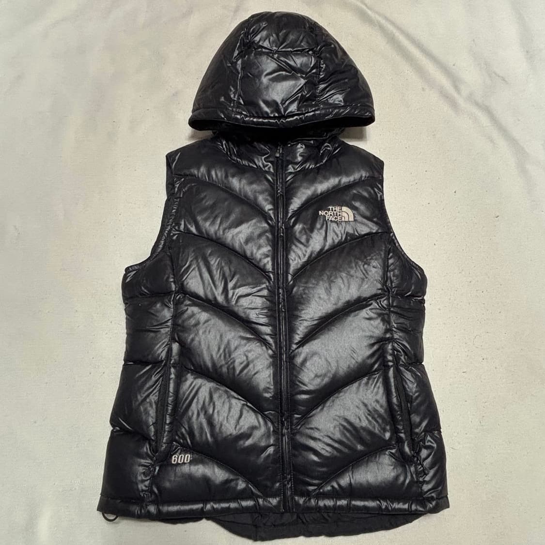 90 노스페이스 600 필 블랙 유광 패딩 후드 베스트 상품이미지2