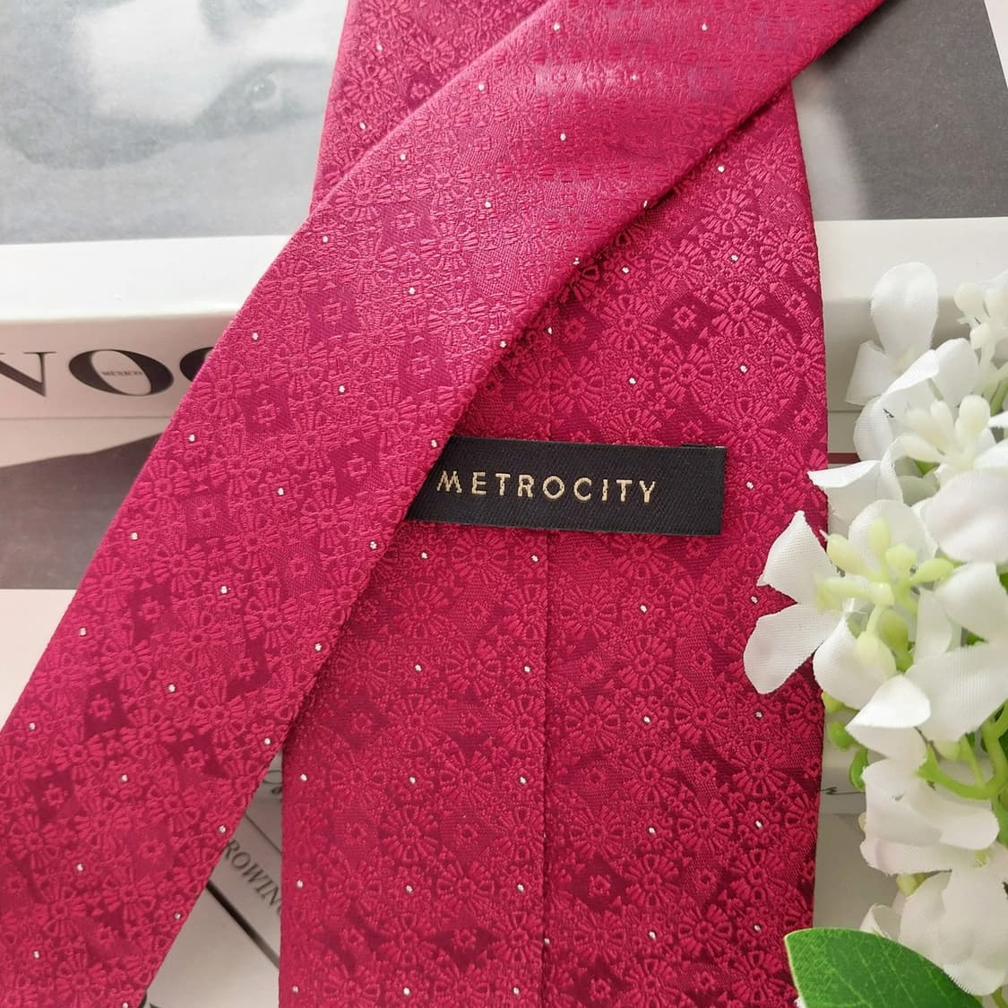 메트로시티 실크 미니 플로럴 자카드 넥타이 8.8cm A+등급 K1597 상품이미지6