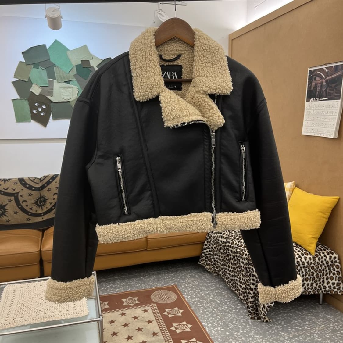 자라 모던 락시크 핀터걸 양털 크롭 무스탕 자켓 XS C10057 상품이미지3