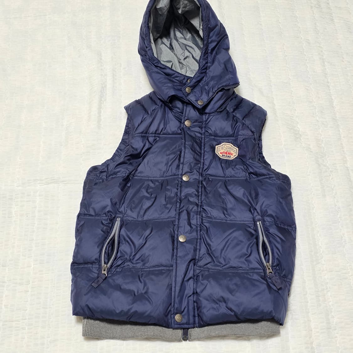 리바이스) 빈티지 네이비 오리털 후드패딩조끼 상품이미지1