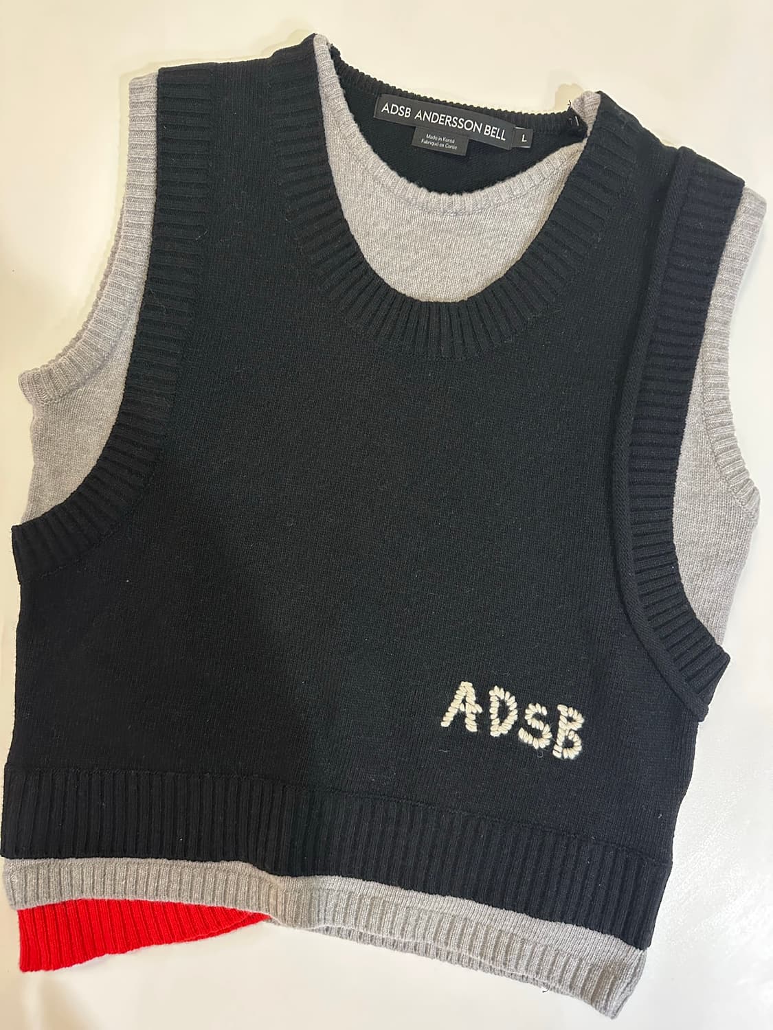 [L]앤더슨벨 트레스 레이어드 슬리브리스 탑 블랙 상품이미지2