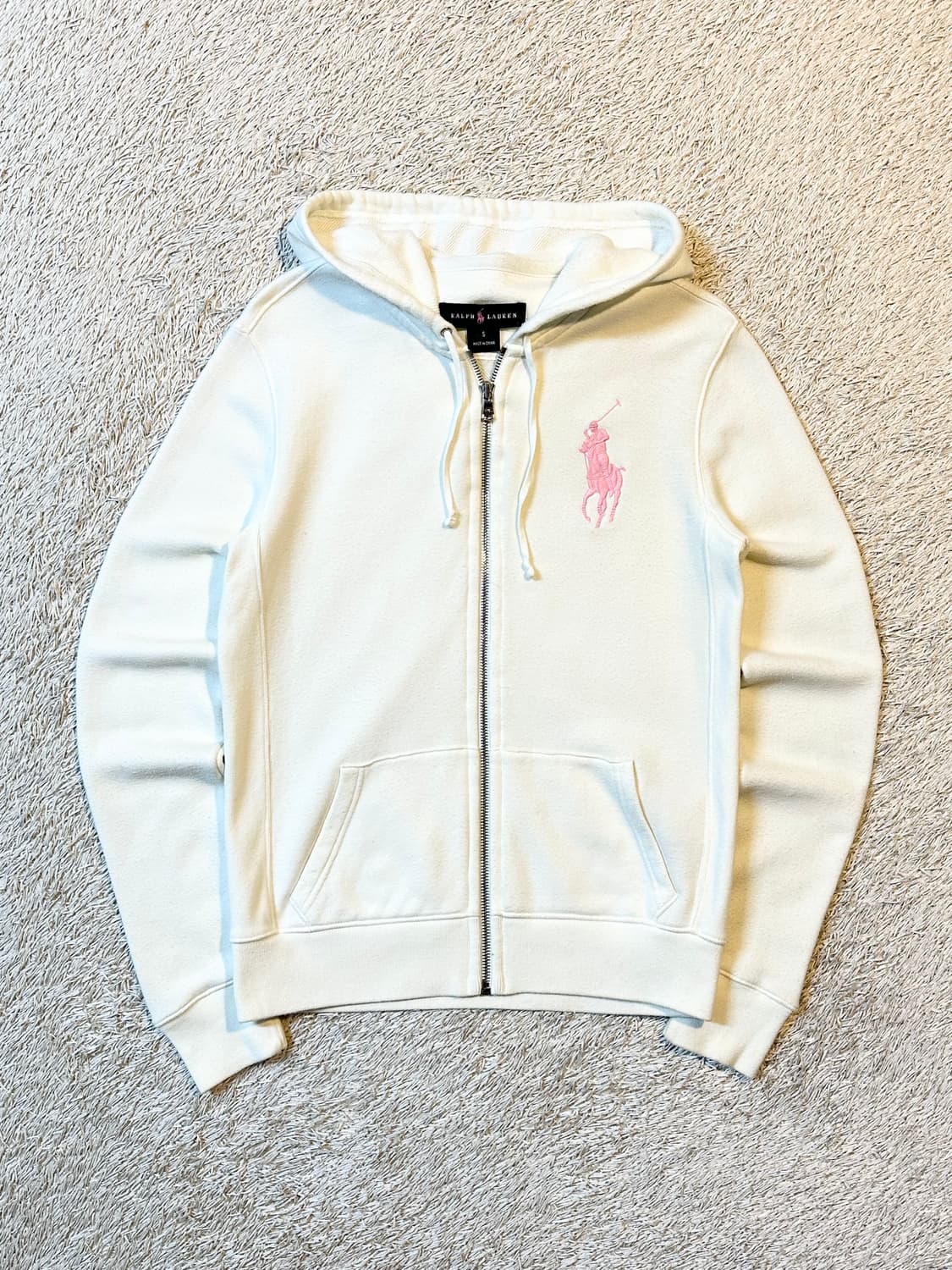 유일매물) 폴로 랄프로렌 블랙라벨 핑크 빅포니 로고 후드집업 상품이미지1