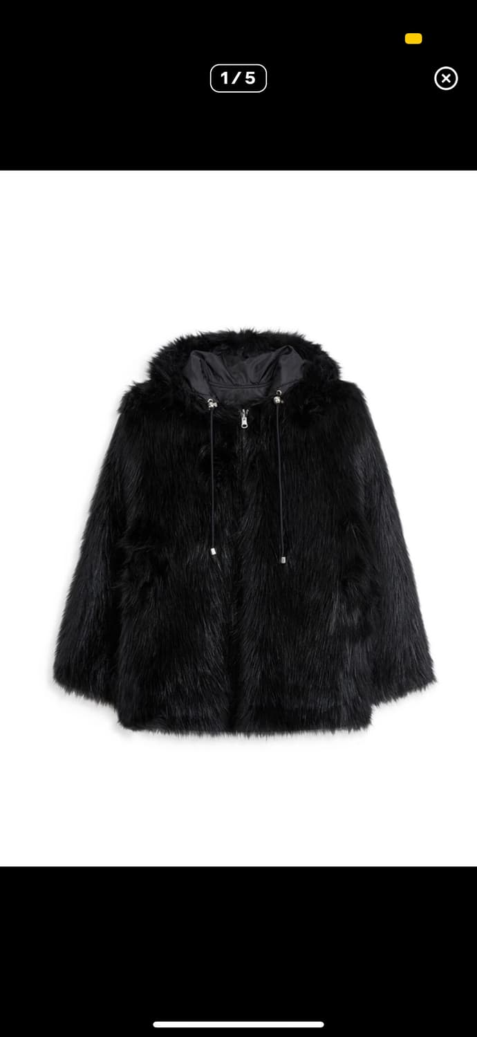 REVERSIBLE FAUX FUR HOOD JACKET, BLACK 상품이미지1