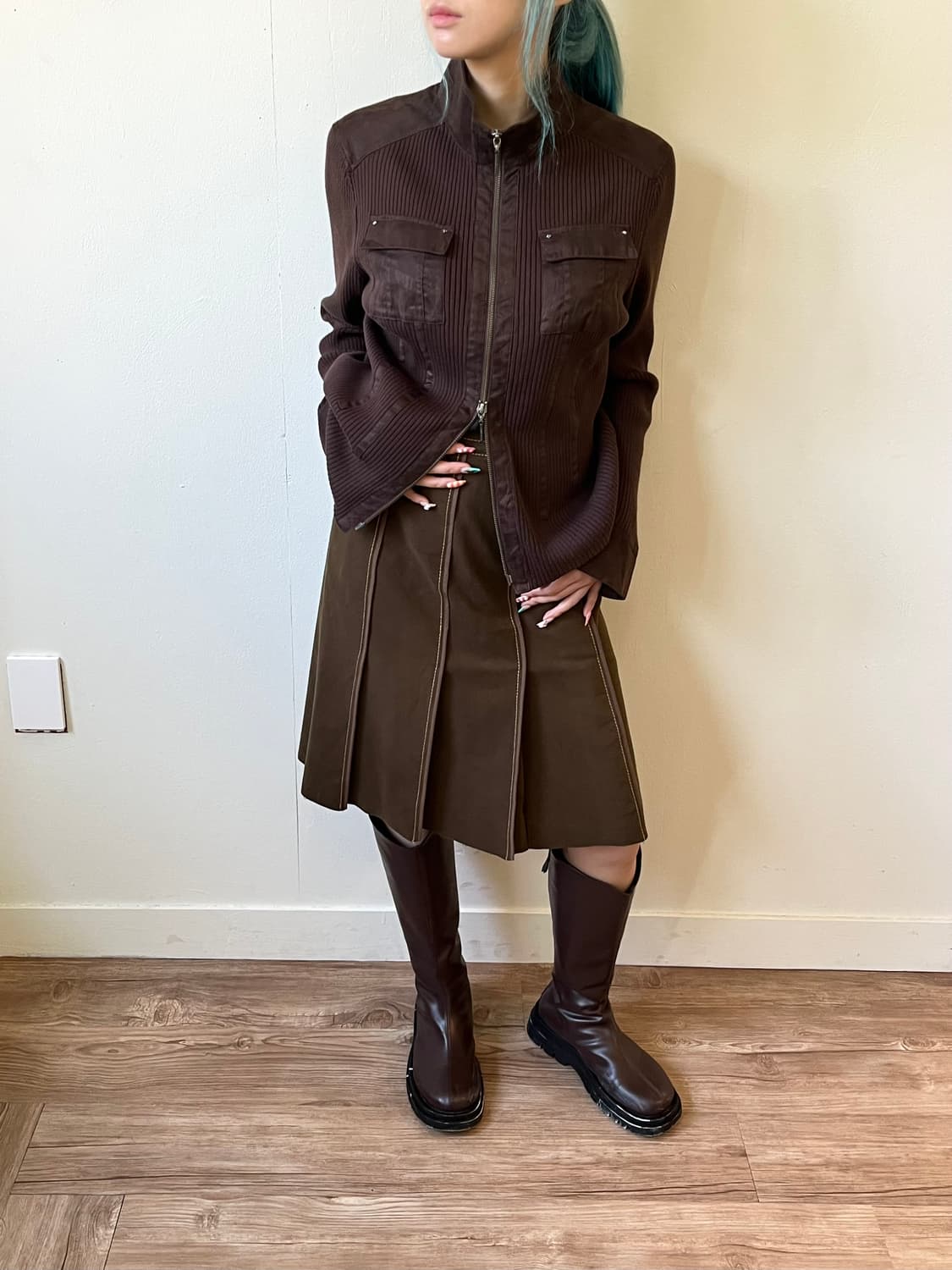 TRANS WORK 2-way 스웨이드 집업 상품이미지5