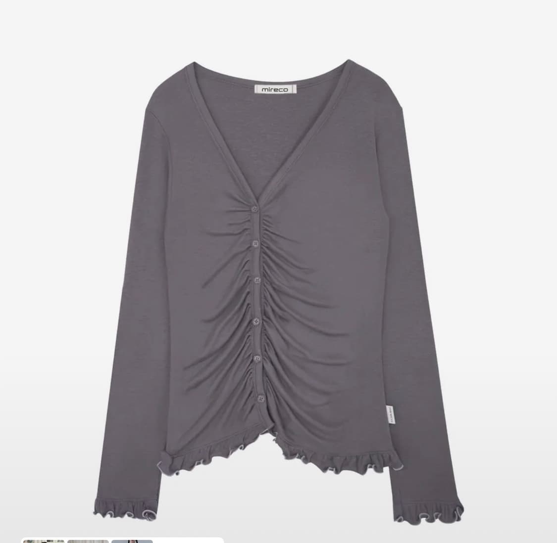 미레코 ASYMMETRIC SHIRRING LACE CARDIGAN 상품이미지1