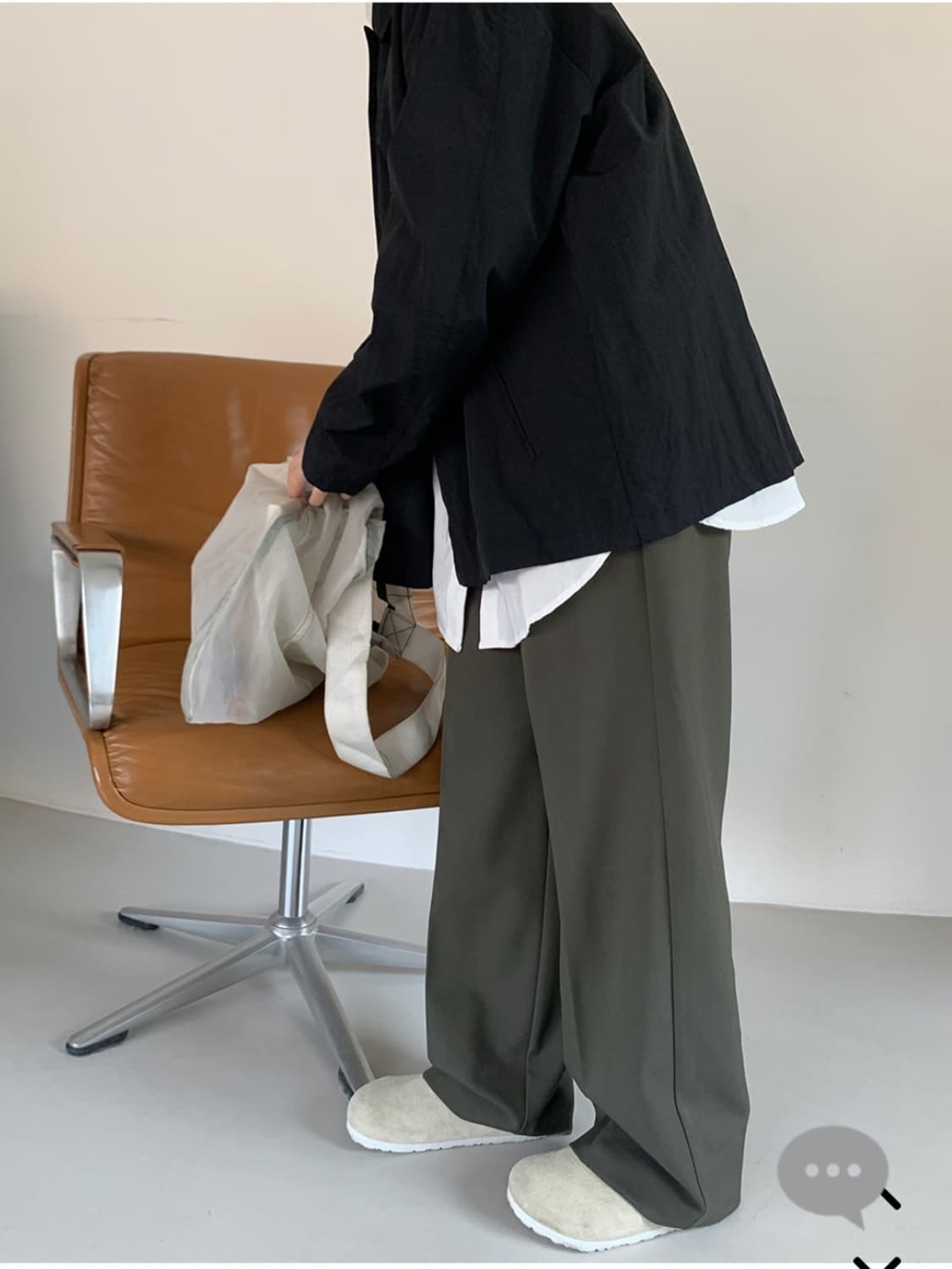 BAON 세미 핀턱 슬랙스 카키그레이 S 상품이미지3