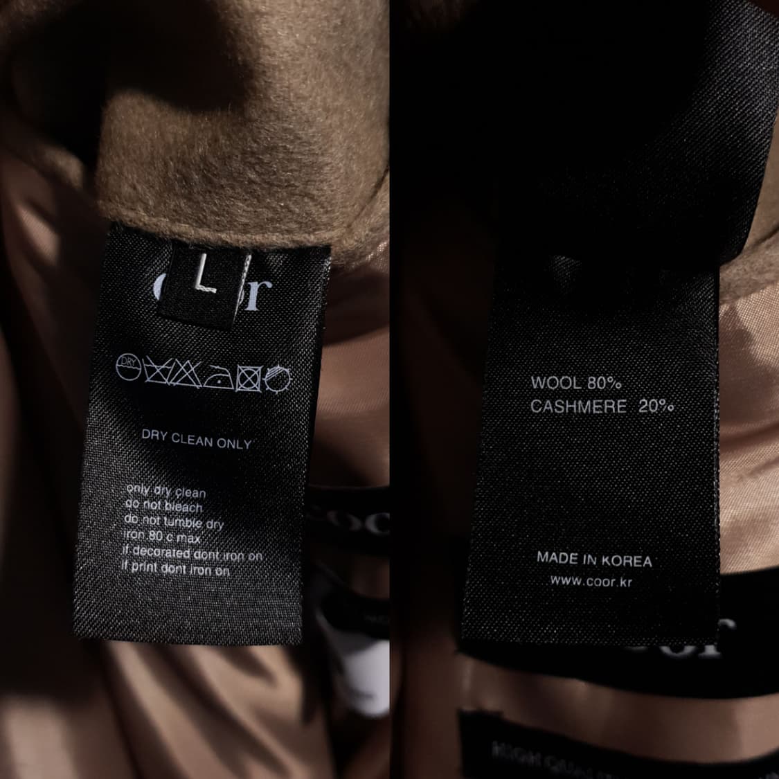 실측 XL) COOR 쿠어 울 리치 블렌드 캐시미어 20 싱글 코트 자켓 상품이미지8